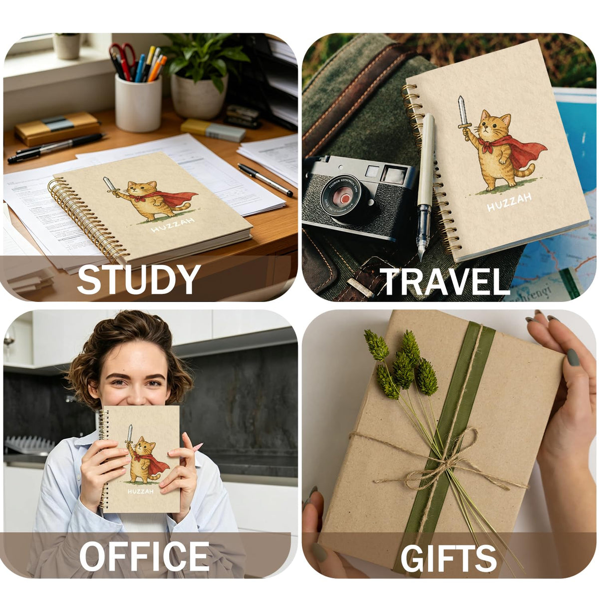 Frog Notebook, Frog Office Supplies, Cute Spiral Journal for Teens