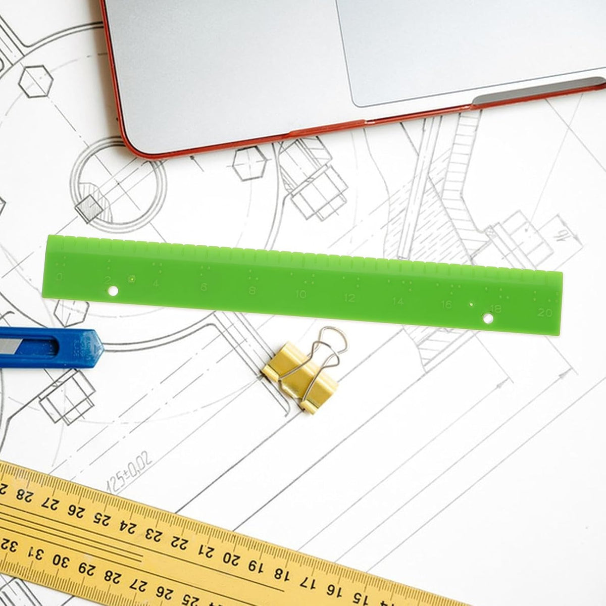 Ipetboom Braille Ruler for the Visually Impaired, Tactile Measuring Tool