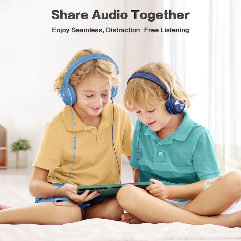 SIMOLIO Manyshare Kids Headphones with Mic, 3.5mm Wired School Headset