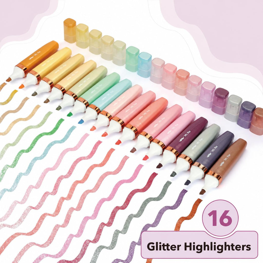 Mr. Pen- Glitter Highlighters, 8 Pack, Pastel & Metallic Colors