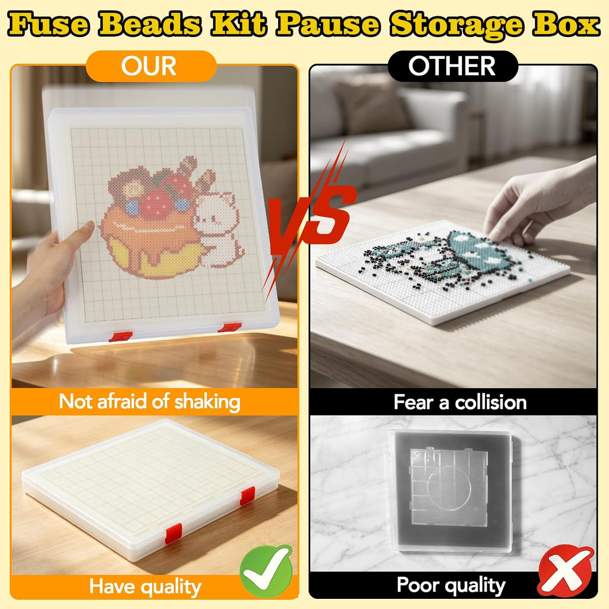 Fuse Beads Pause Box with 2.6mm Board, Beads Art Project Storage Organizer