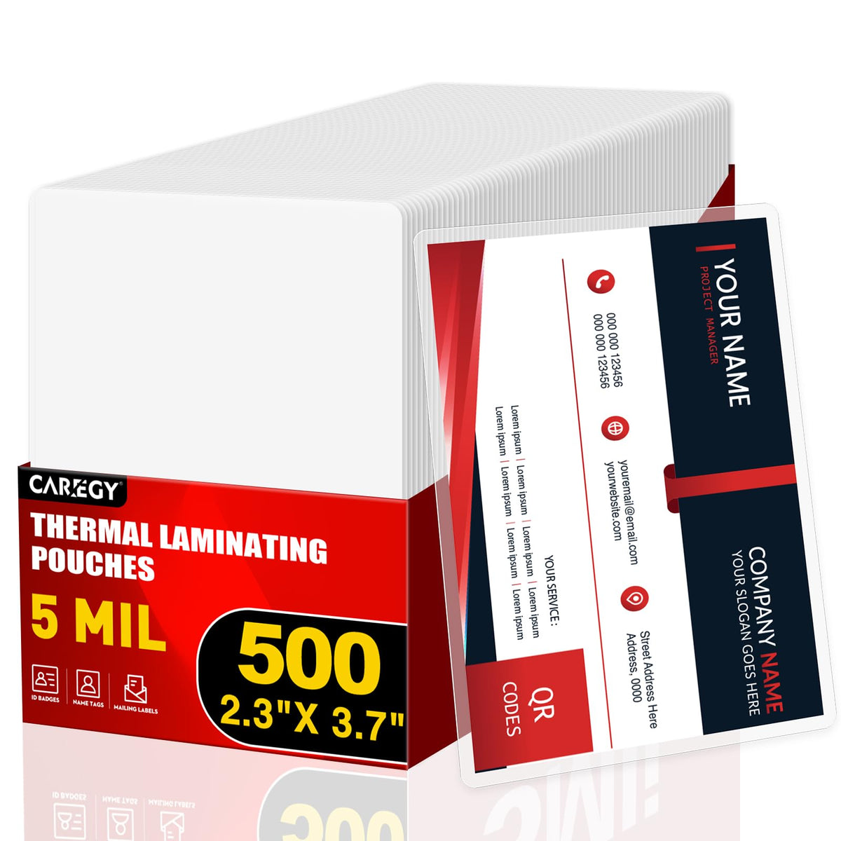 CAREGY: 200-Count Business Card Size Laminating Pouches (5 Mil)