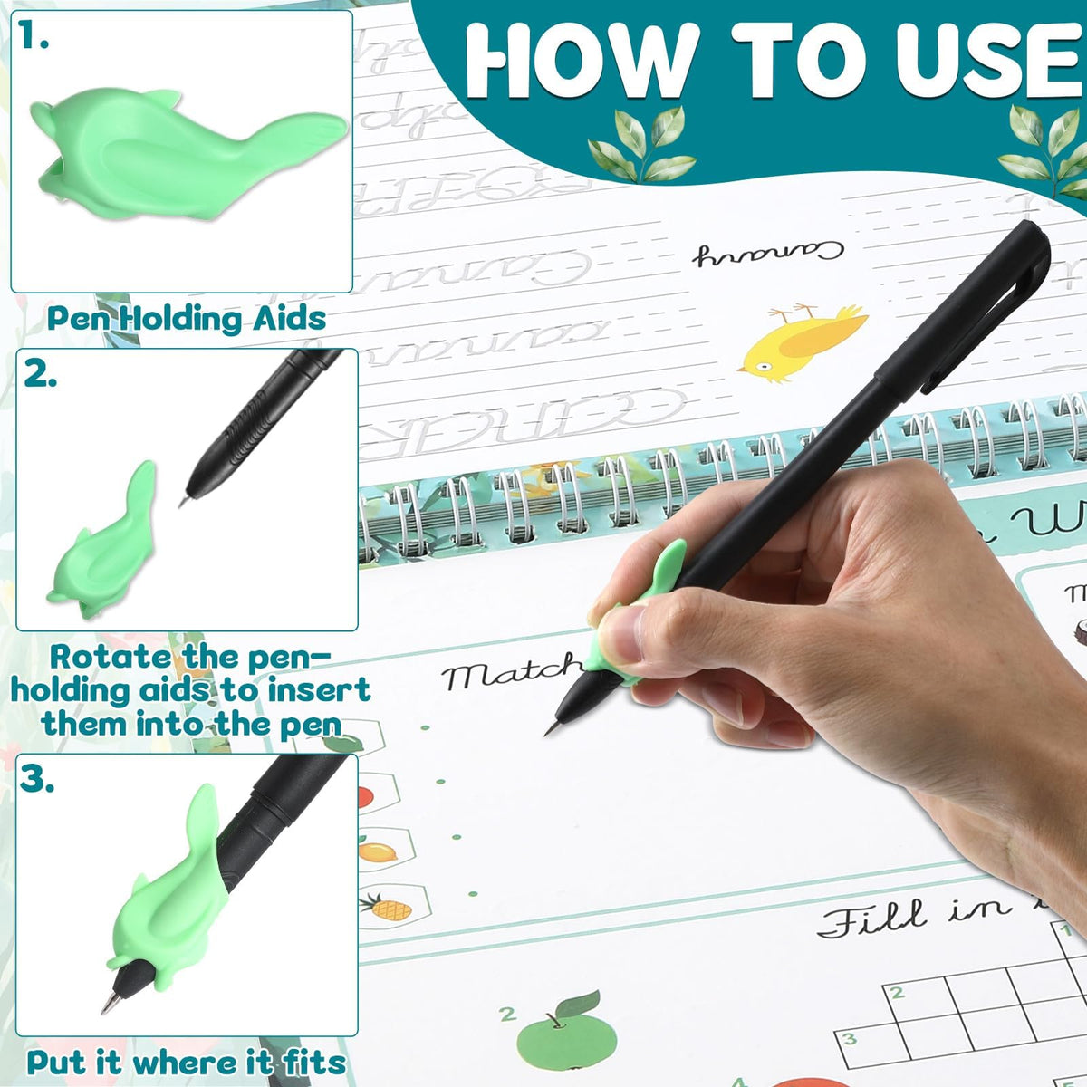 Grooved Cursive Handwriting Workbook Magic Reusable Grooved Cursive Handwriting Practice Guided Tracing with Disappearing Ink Pens for Beginners Kids Learning Activities Supplies (Letters)