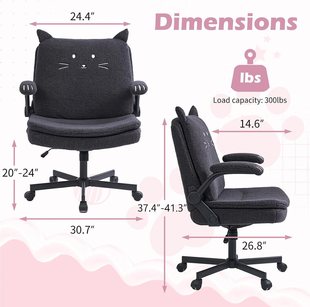 TUNYI Wide Cushioned Desk Chair with Wheels (Multiple Colors)