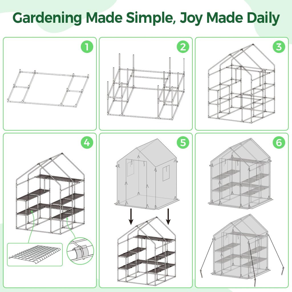 Ohuhu Plastic Greenhouse with 3–4 Tiers, Up to 22.56 Sq Ft