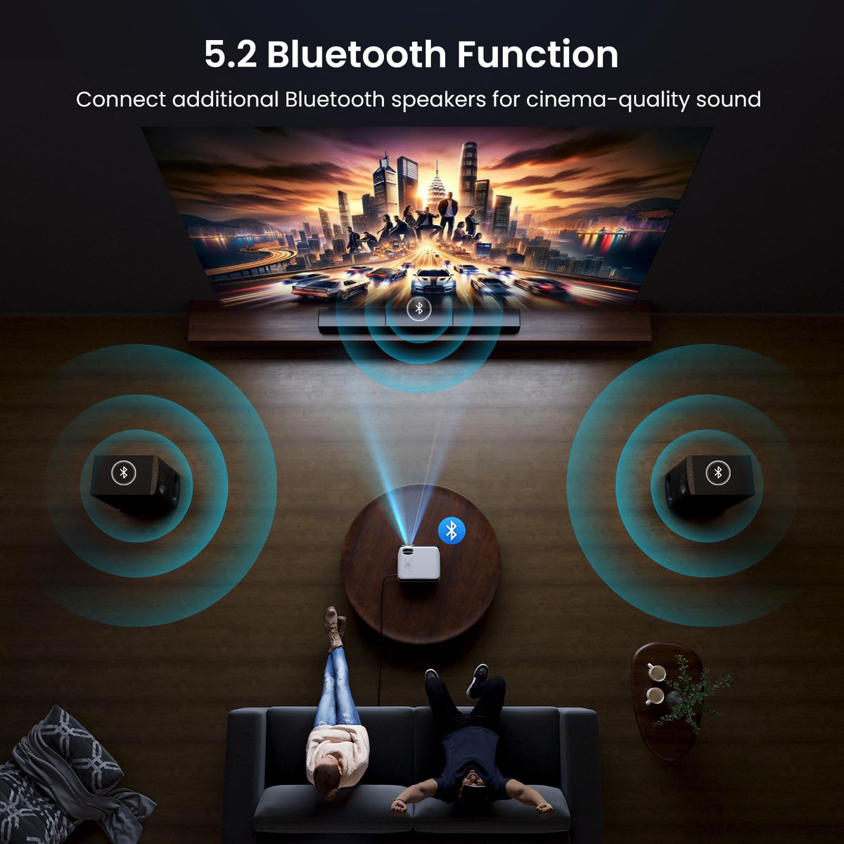HAPPRUN Native 1080P Bluetooth Projector - Standard