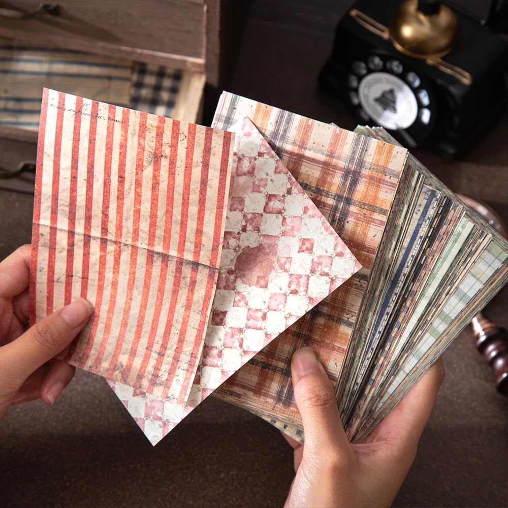 180 Sheets Vintage Scrapbook Paper, Journaling Scrapbooking Supplies, Antique Aged Looking Background Paper for Junk Journals Card Making Mixed Media Decoupage