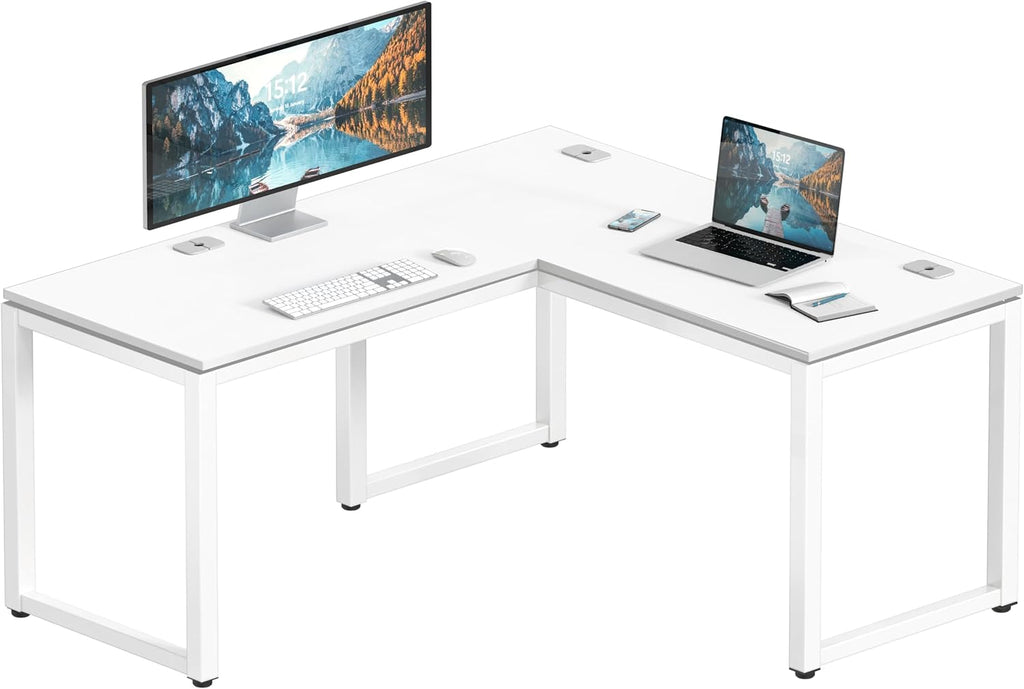 SHW 55 × 60-Inch Commercial-Grade L-Shaped Student Desk