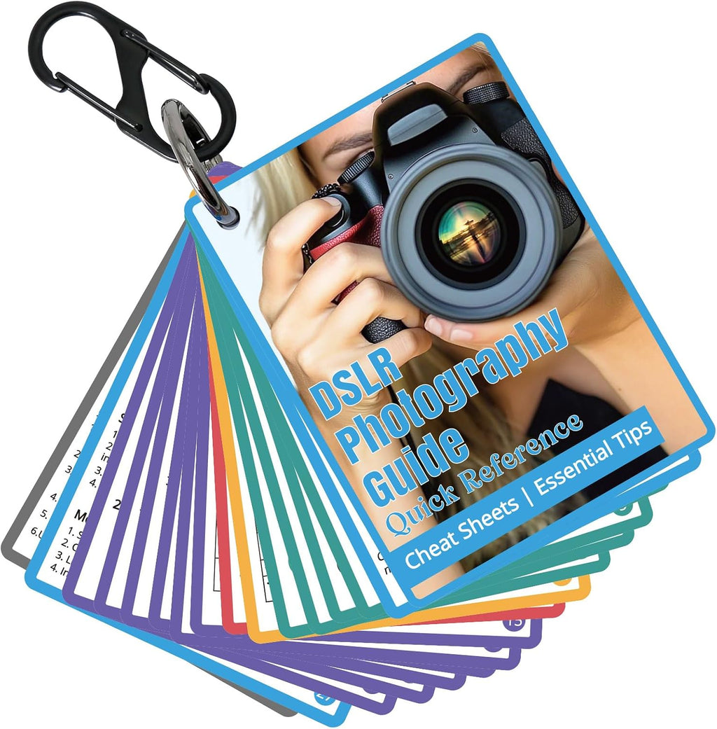 Photography Cheat Sheet for DSLR Camera Accessories for Canon Nikon Sony,Quick Reference Cards Photographers Book for Beginners,Settings,Exposure, Modes,Composition,Lighting, etc.4×3 Inch