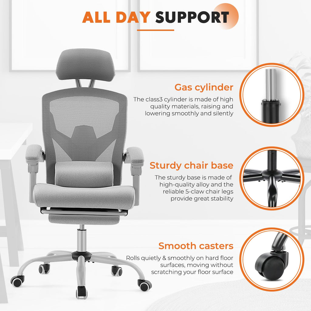 Sweetcrispy Ergonomic Office Desk Chair, Swivel Computer Chair
