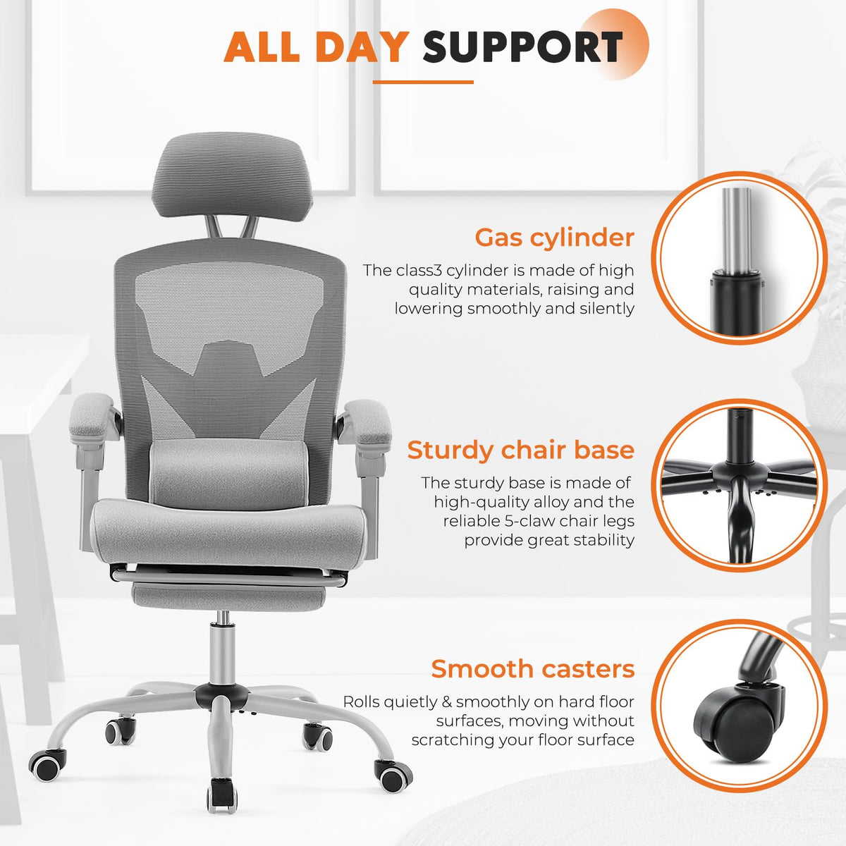 Sweetcrispy Ergonomic Office Desk Chair, Swivel Computer Chair