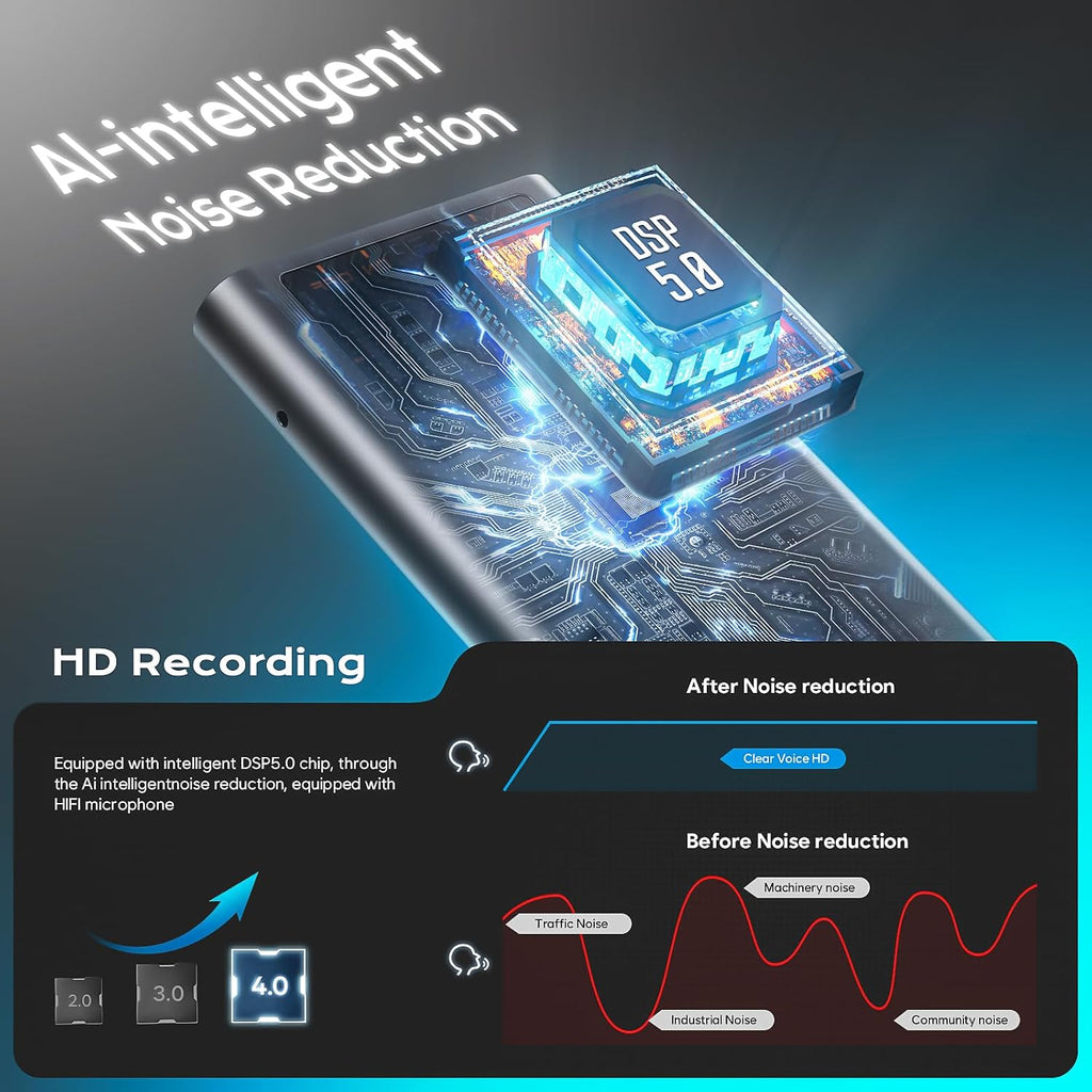 72GB(8400H) Magnetic Voice Recorder, Voice Activation & AI Noise Reduction