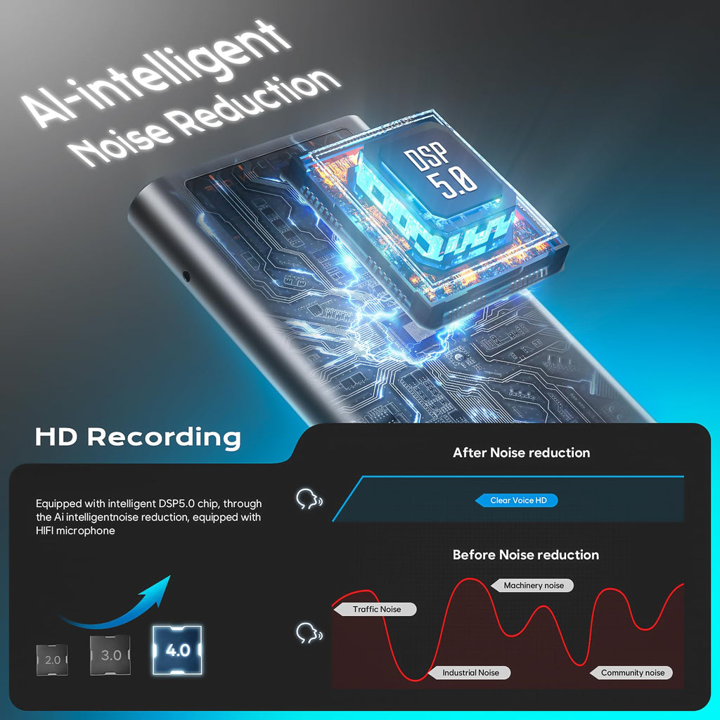 72GB(8400H) Magnetic Voice Recorder, Voice Activation & AI Noise Reduction