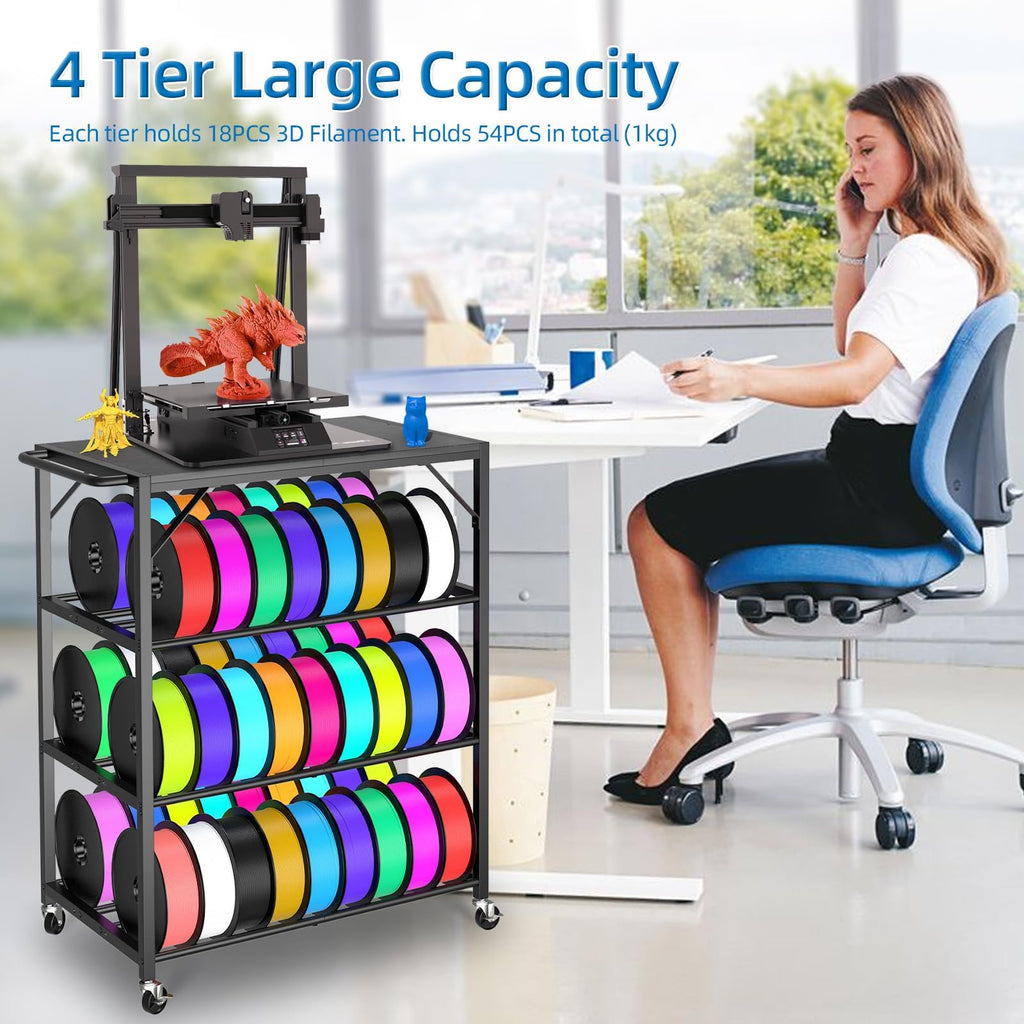 3D Printer Stand Table for 48 Filament Storage Rack, Brown