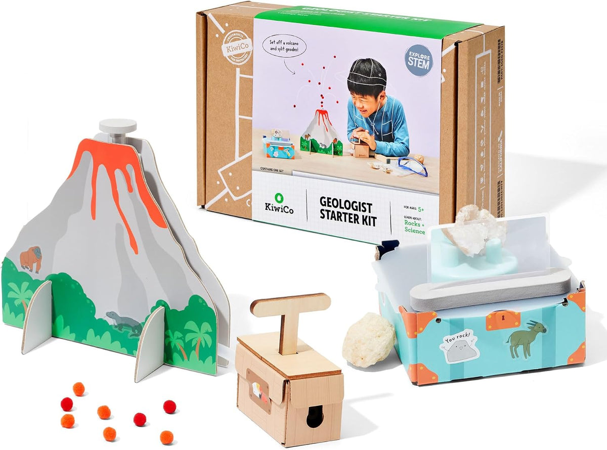 KiwiCo Volcano Kit for Kids Ages 5-8 - STEM Toy Gift with Real Geodes