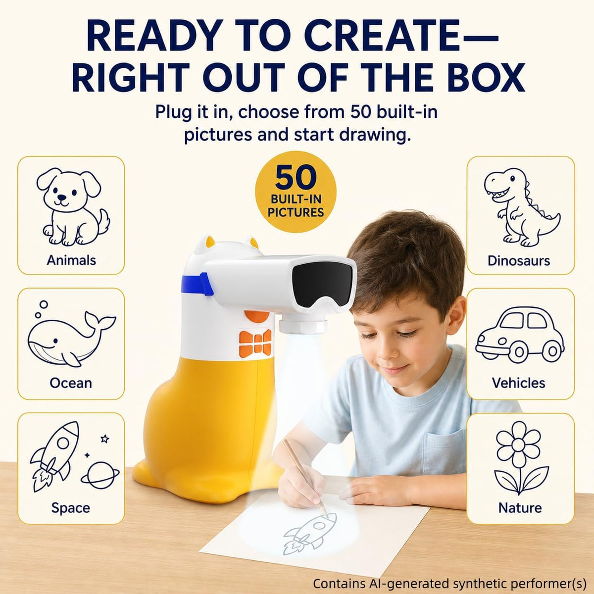 AI Drawing Projector for Kids, Birthday Gift Toy, Ages 5-12