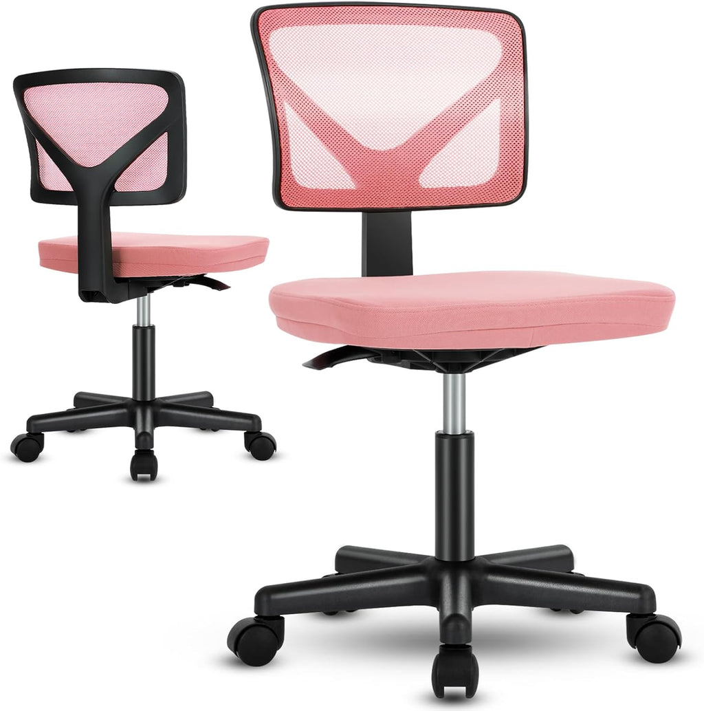 Sweetcrispy Small Armless Desk Chair, Mesh Rolling Office Chairs