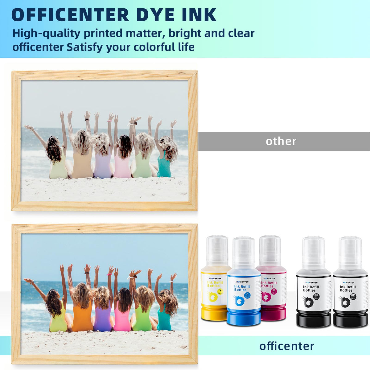 OFFICENTER Compatible Ink Refill Bottles for ET2760 ET-4760 ET2750 ET-3760 ET-2850 ET-15000 ST-4000 ST-2000 ET-3710 ET-3850 ET-3750 ET-4850 ET-3830 ET4750 ET2700 ST3000 ET3700 Printer(2BK C M Y)