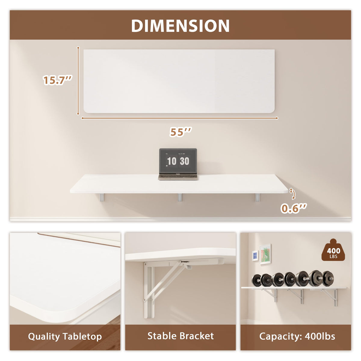 Dogsky Wall Mounted Folding Table 24x15.7 in - 100LB Capacity