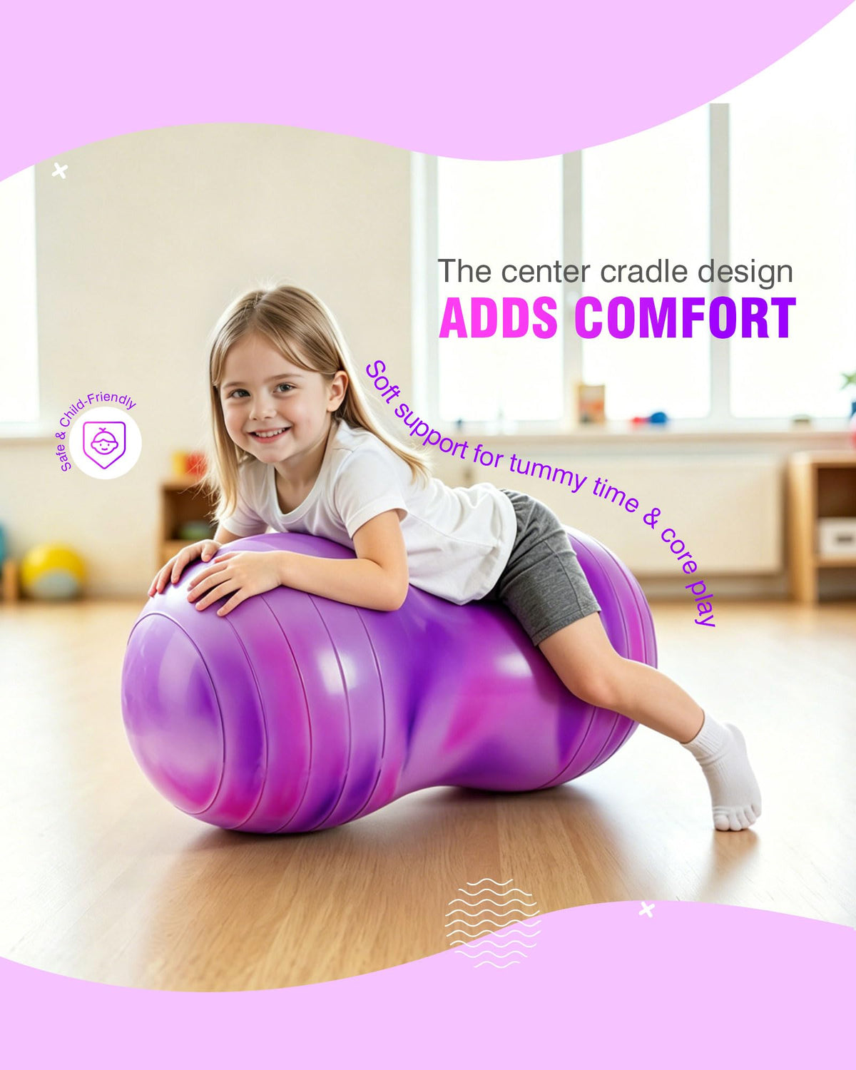 ZOOJOY Peanut Ball for Kids and Adults, 18/20Inch Anti-Burst Exercise Ball