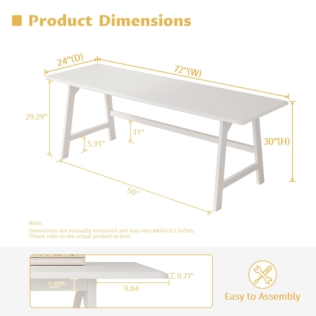IOTXY Solid Wood Writing Table - 60" W Minimalist PC Computer Desk, Oak