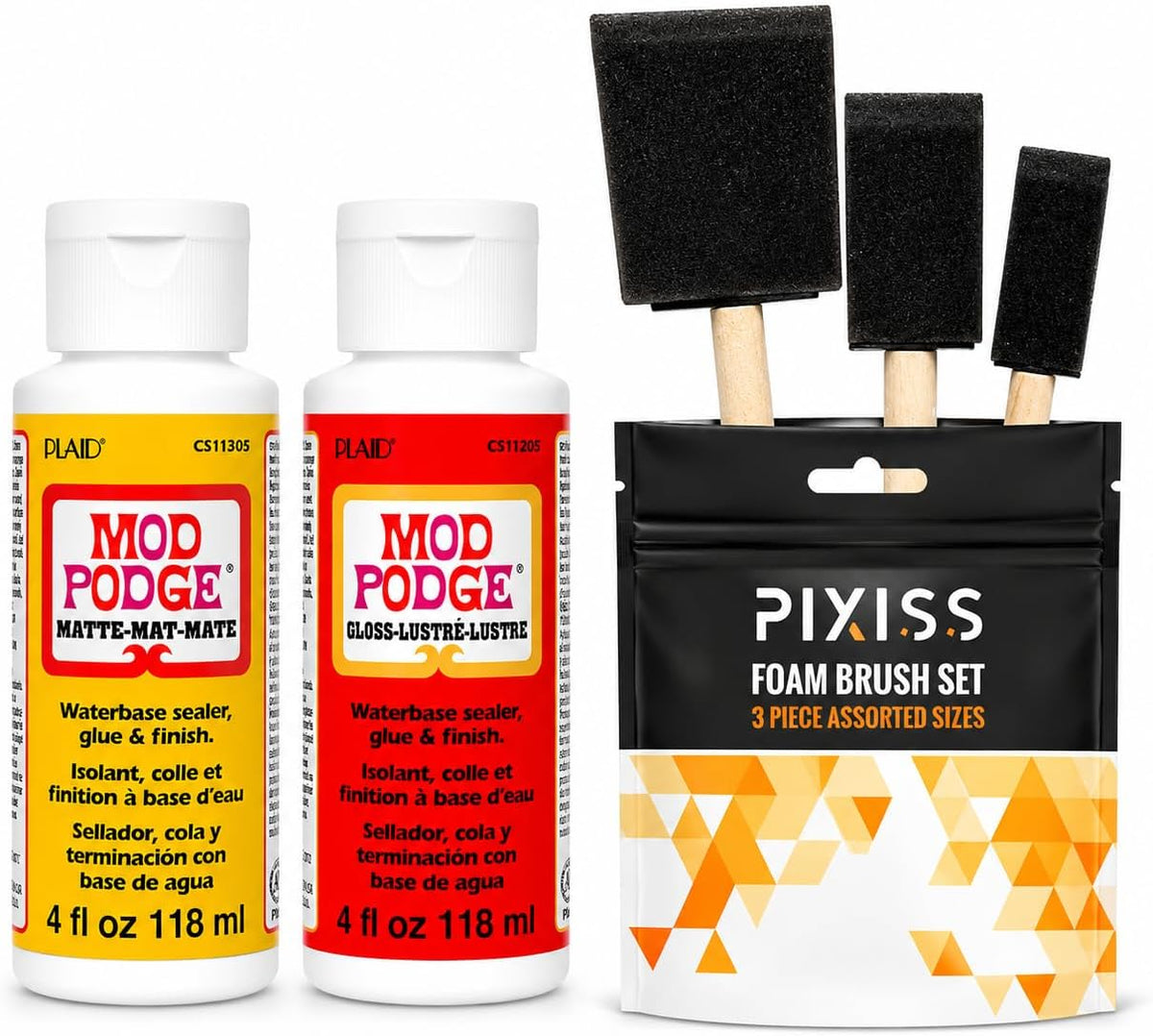 Mod Podge: Decoupage Starter Kit – Gloss & Matte with Pixiss Foam Brushes
