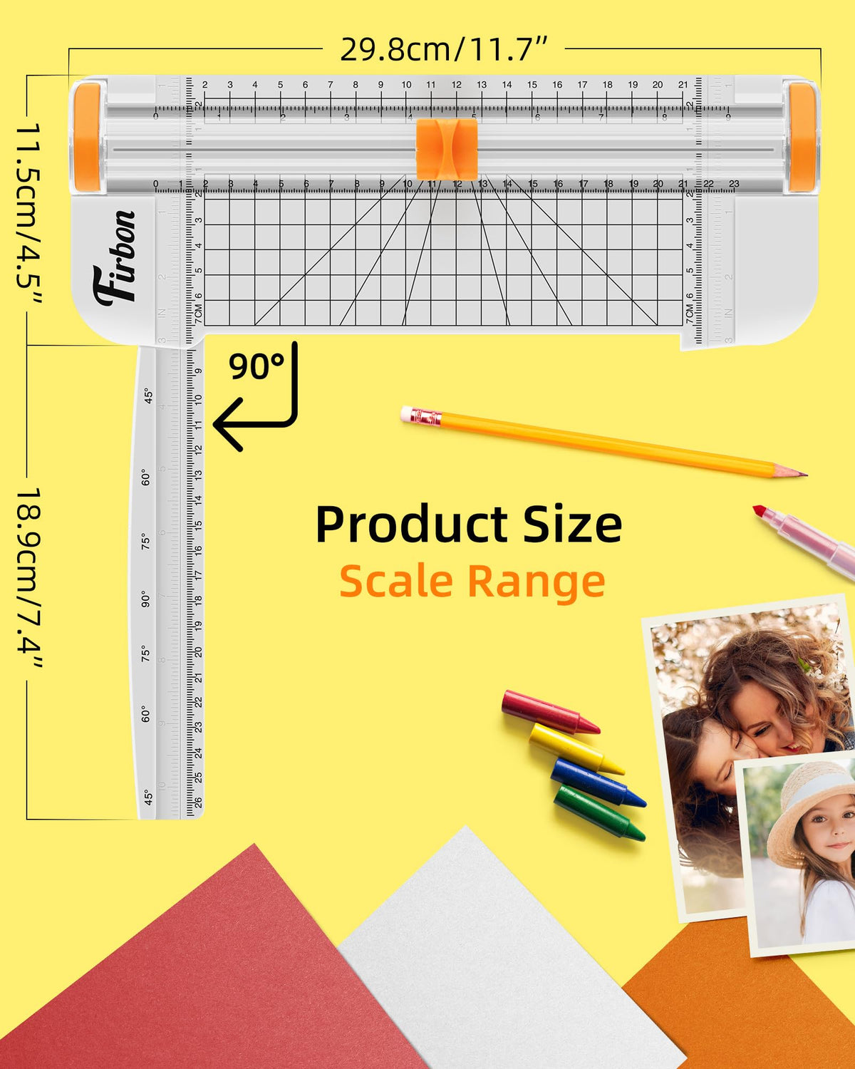 Firbon A5 Paper Cutter, Small Straight Paper Trimmer with Side Ruler