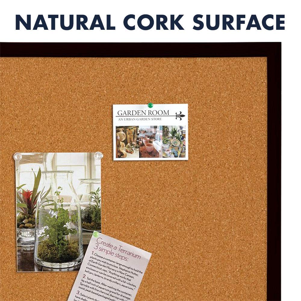 Quartet Cork Bulletin Board, 23 × 35 Inches, Oak Finish (K–12)