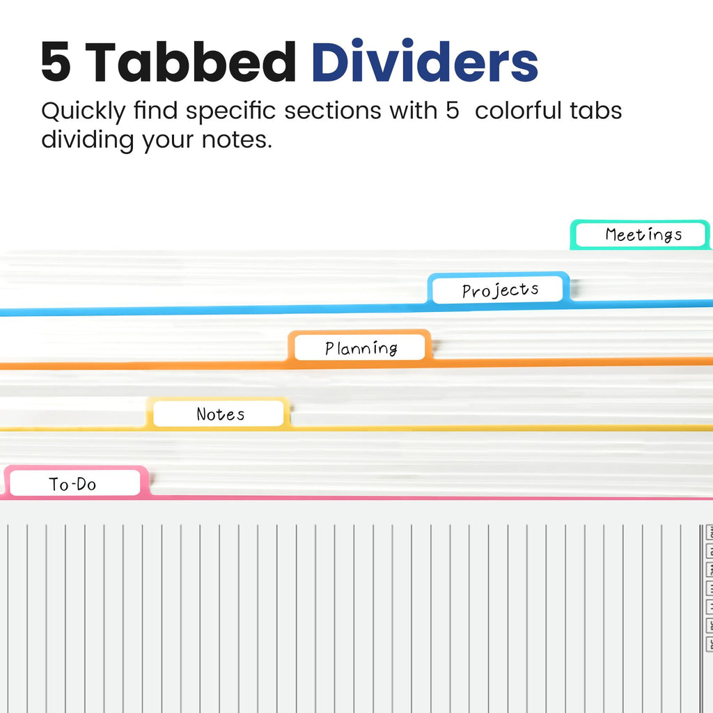 Taja Spiral Notebooks for Work 5 Subject Notebook with Removable Dividers