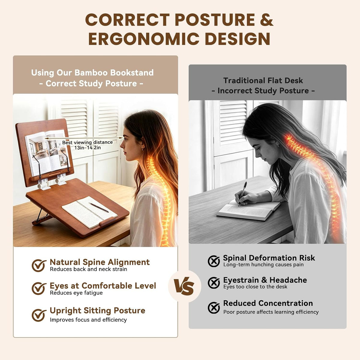 Ergonomic Double Layer Adjustable Slant Board for Writing (Tea Color)