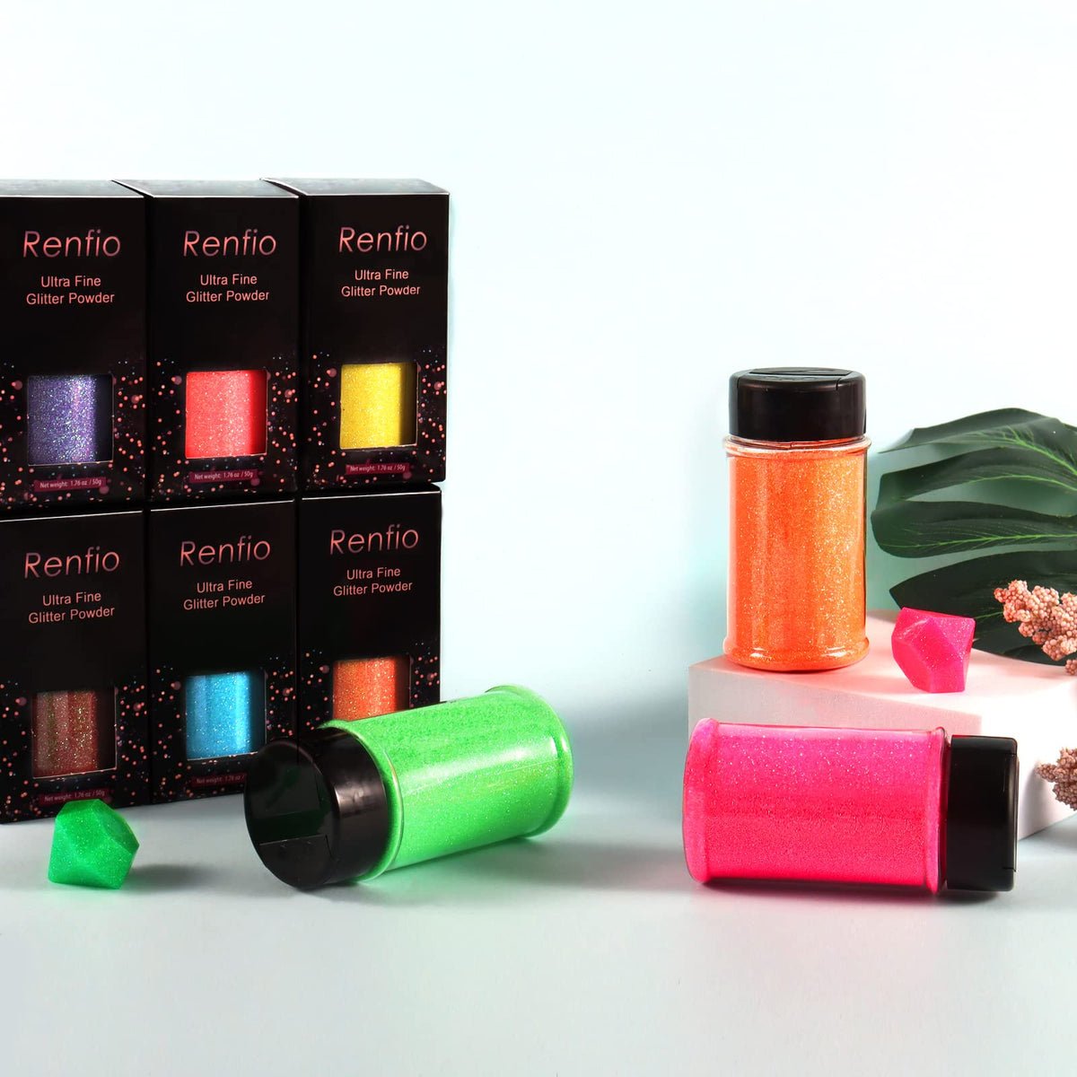 Renfio: Ultra Fine Glitter Powder, 2.11 oz (60g) – Metallic & Holographic