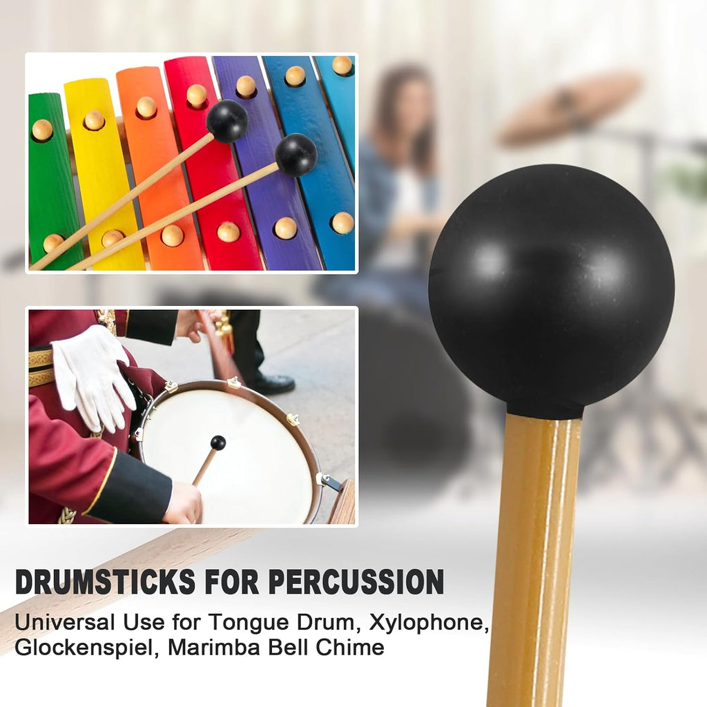 Luomorgo Glockenspiel Mallets, Rubber Head Xylophone Mallets, 2 Pcs