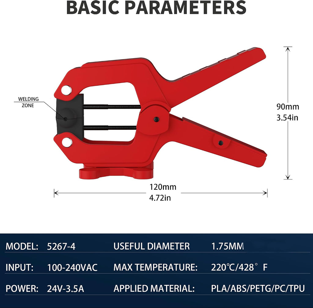1.75mm & 2.85㎜ Filament Connector | Easy Operate Filament Welder Splicer for 3D Printer | Filament Fuser Joiner for PLA/ABS/PC/PETG/TPU Filaments