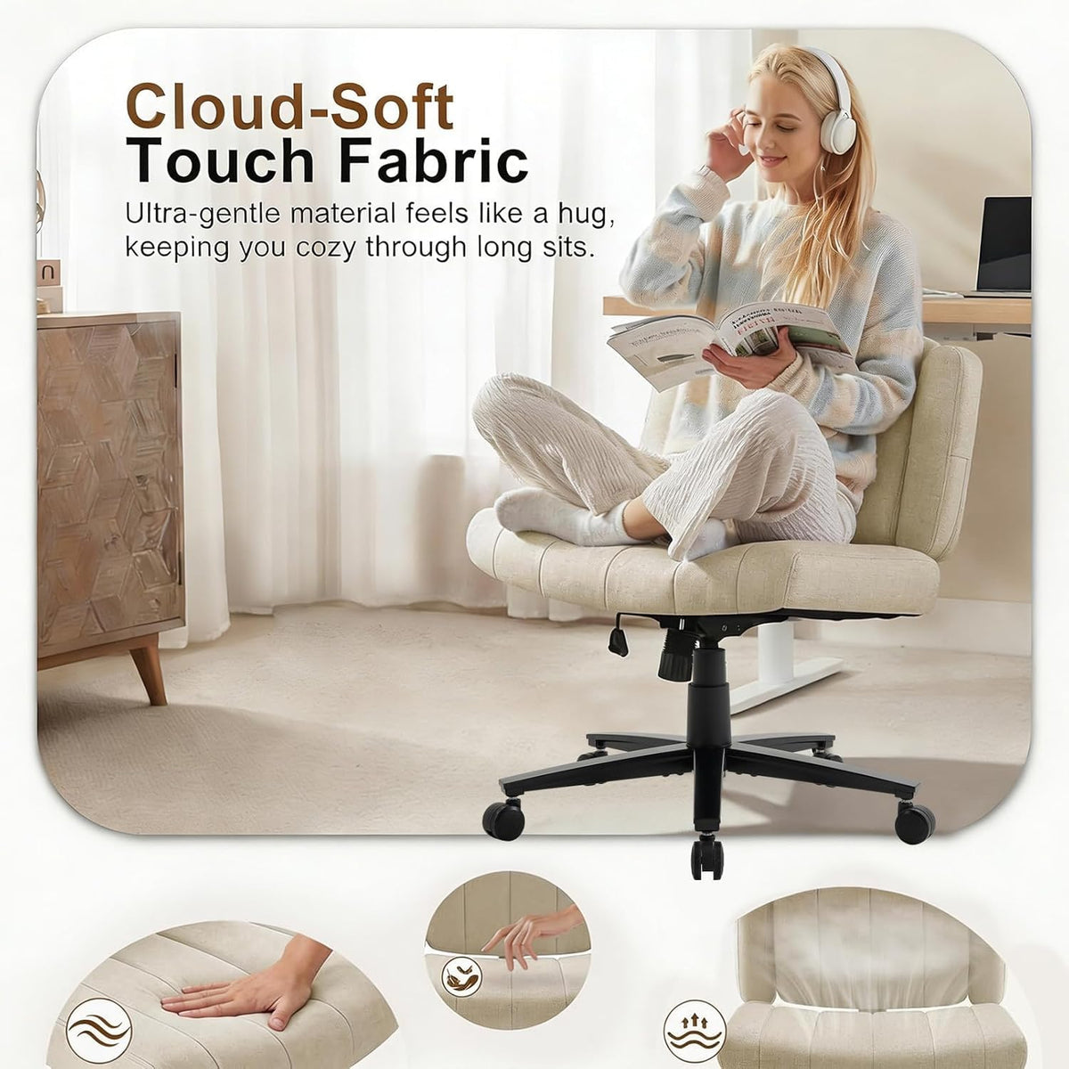 Vigosit Plush Cross-Legged Desk Chair (Multiple Colors)