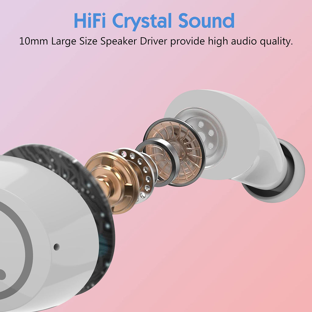 Kids Wireless Earbuds, Noise Reduction Earbuds for Kids Bluetooth 5.0 Waterproof in-Ear Headphones with Mic and Charging Case, Deep Bass Touch Control 36H Playtime Headset for School.