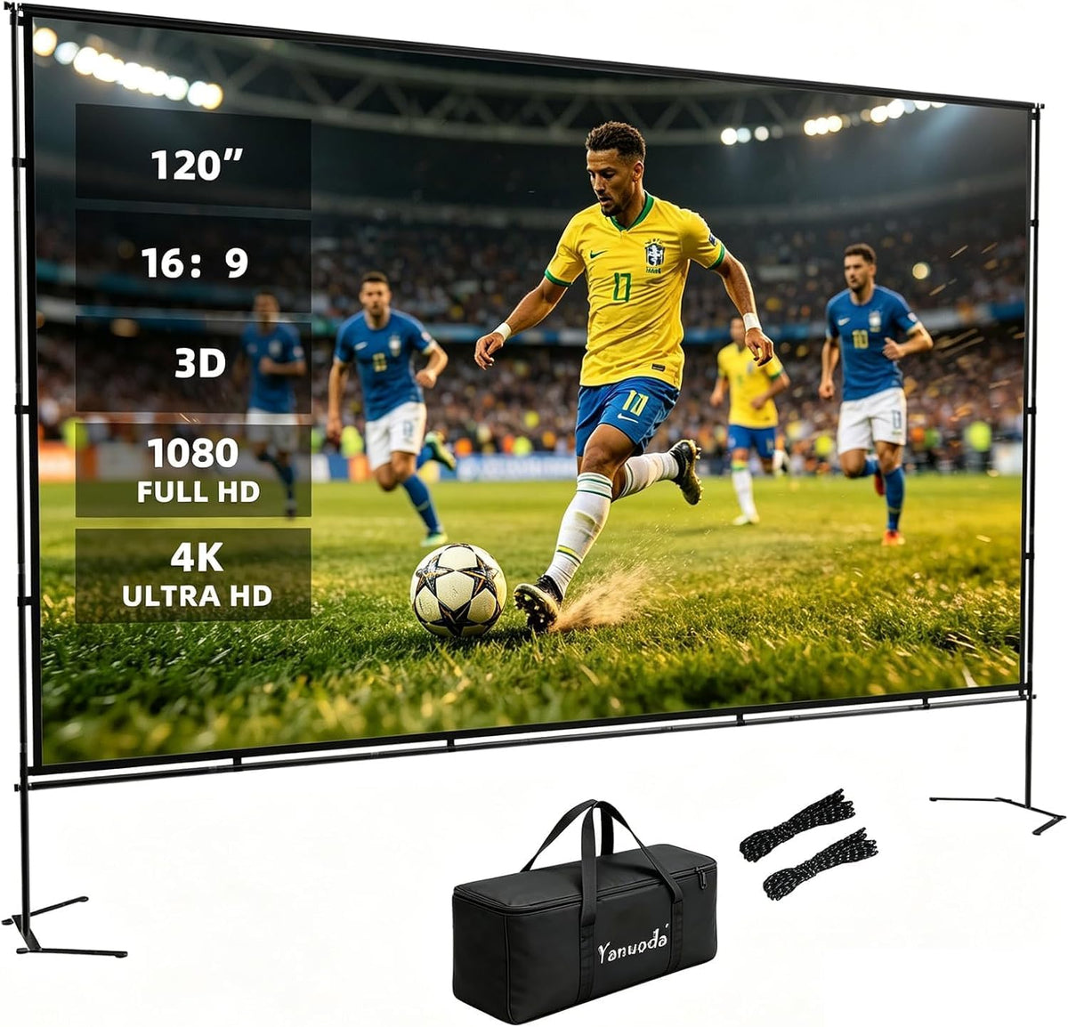 Outdoor Projector Screen with Stand, Portable 16:9, 120-inch