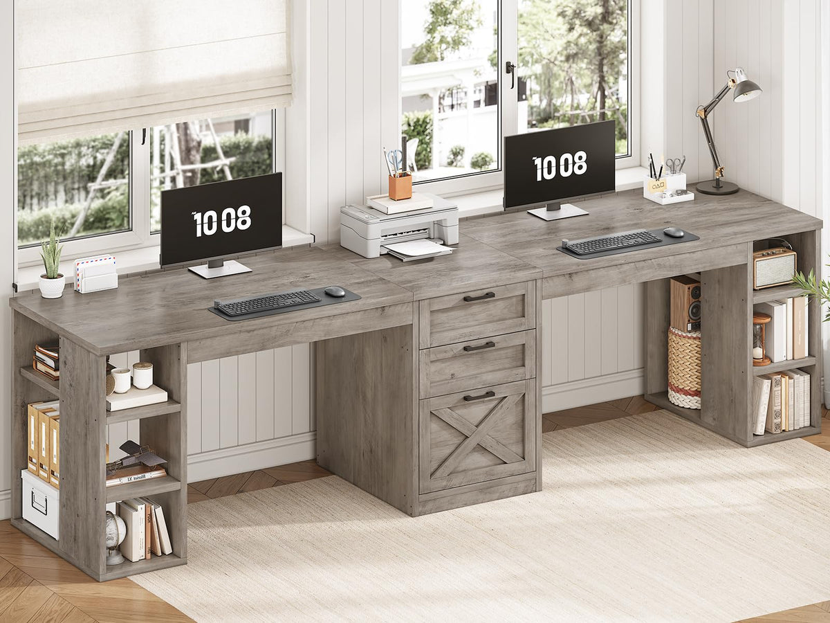 SEDETA 96.5-Inch Two-Student Desk with Drawers