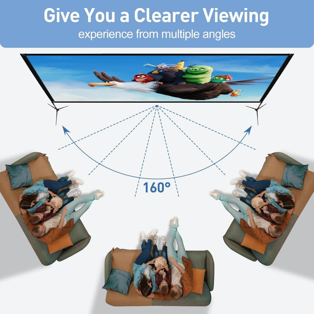 Projector Screen with Stand, 80 Inch Portable Projector Screen Outdoor Indoor, 1.2 Gain Fiberglass Projection Screen, 16:9 Outdoor Movie PVC Screen with Carrying Bag for Movie Night(White Screen)