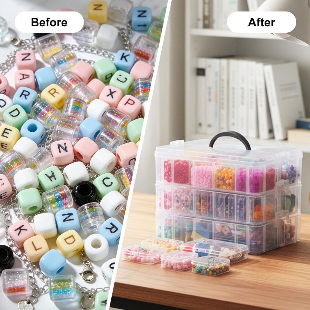 Bead Organizer 3 Tier 30 grid Stackable Craft Tackle Storage Container