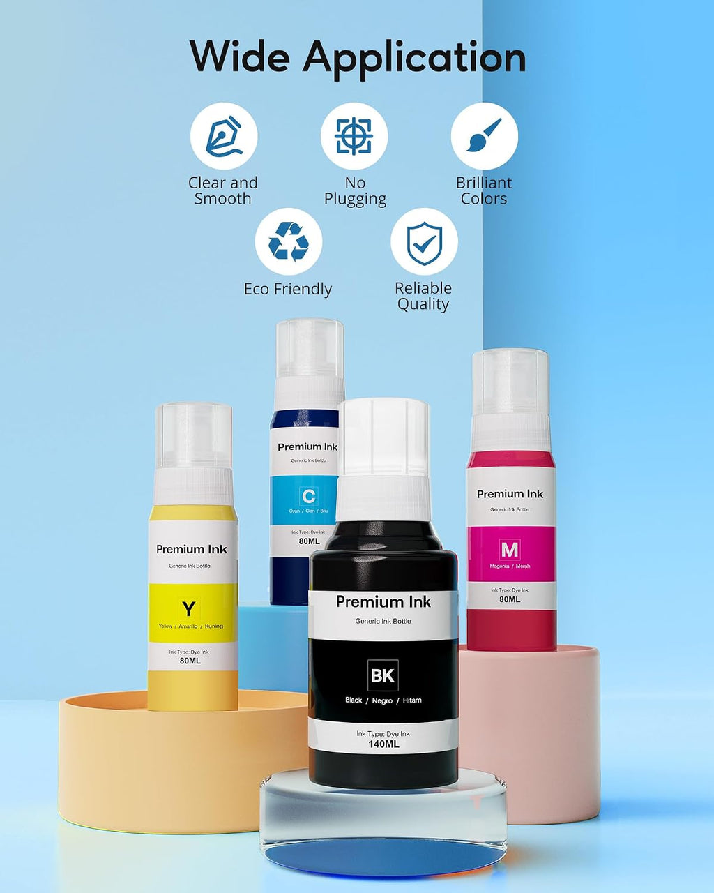 CEEBOO Compatible Ink Bottle Replacement for Epson 502 (Not Sublimation Ink), Use for ET-2850 ET-3830 ET-3850 ET-2760 ET-3760 ET-15000 printer, 2 Black,Cyan,Magenta,Yellow, High Capacity 5 Bottles
