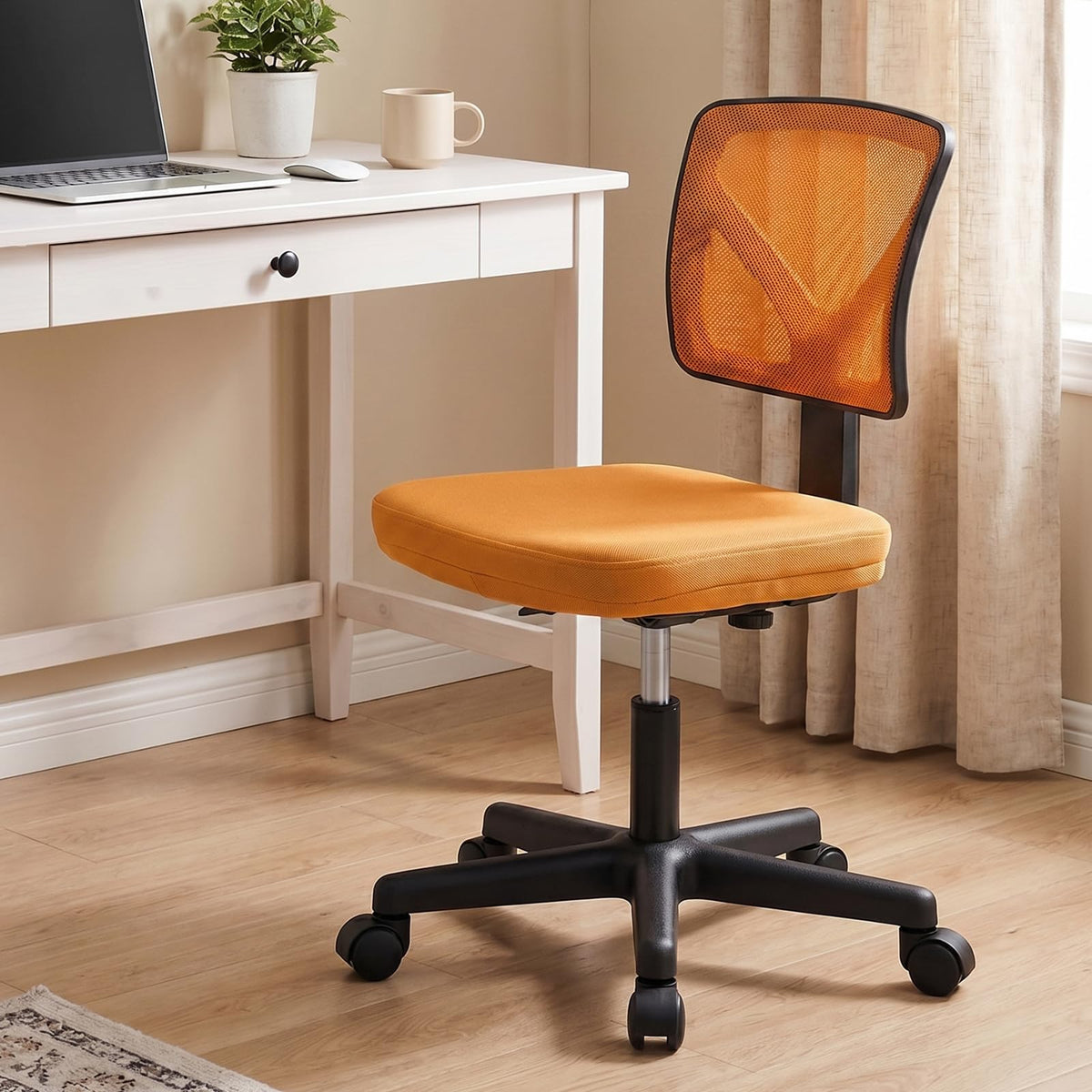 Sweetcrispy Small Armless Desk Chair, Mesh Rolling Office Chairs