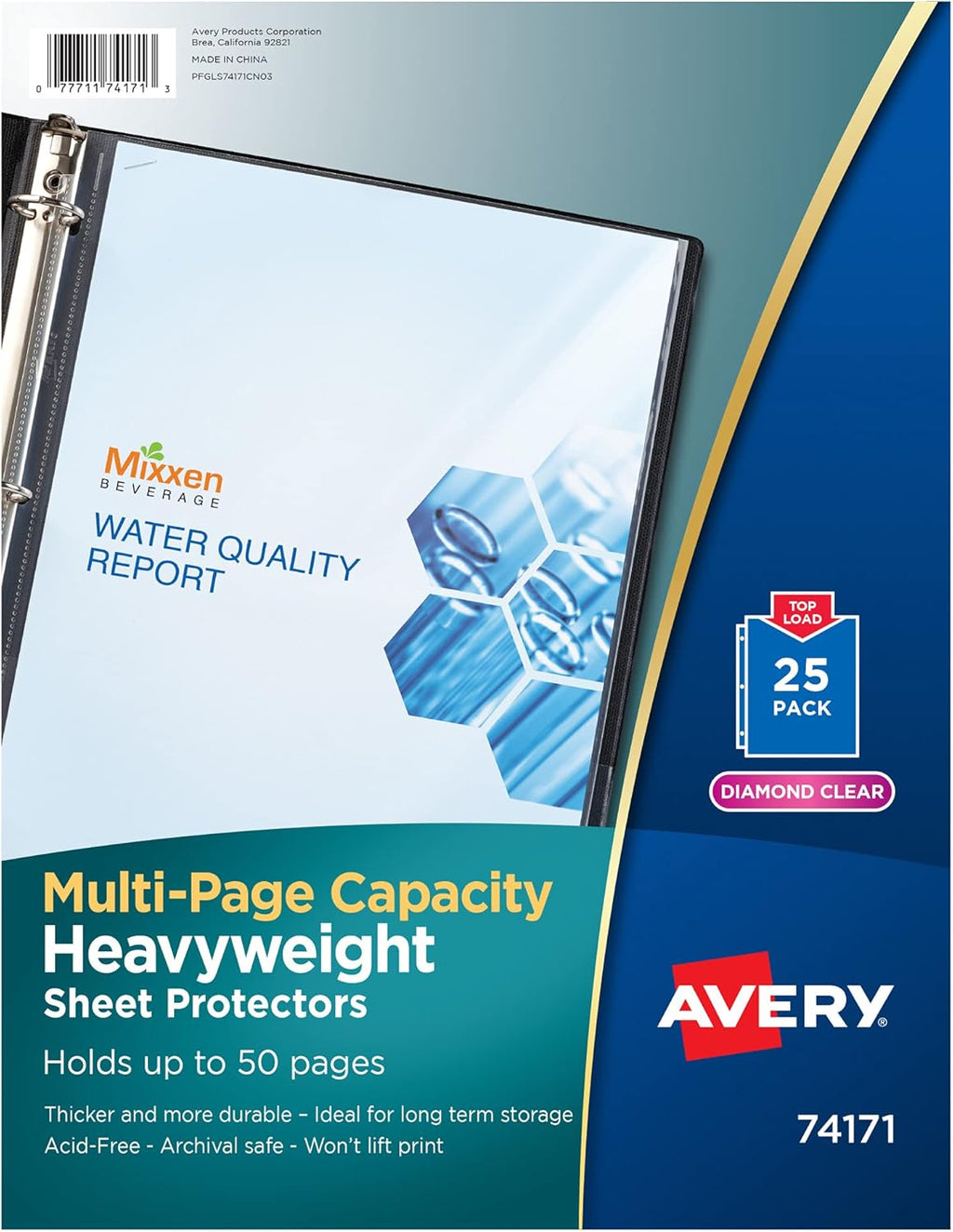 Avery® Clear High-Capacity Sheet Protectors, Hold 50 Sheets, Heavyweight, 25 Multi Page Protectors (74171)