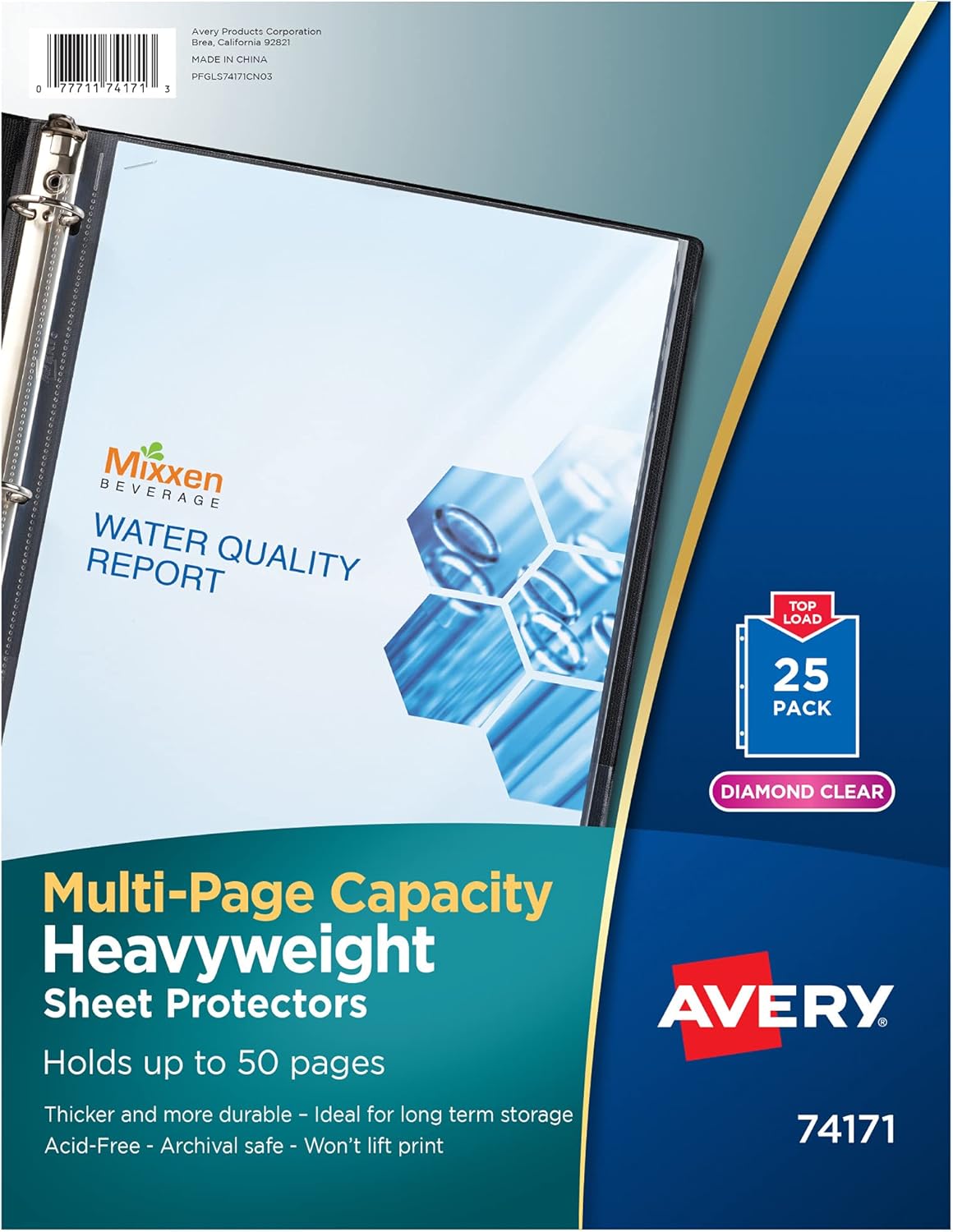 Avery® Clear High-Capacity Sheet Protectors, Hold 50 Sheets, Heavyweight, 25 Multi Page Protectors (74171)