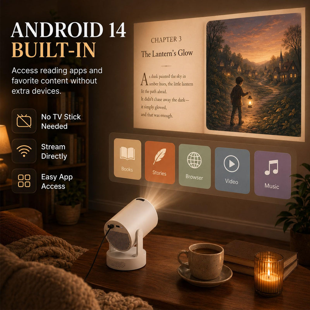 BookGlow Smart Reading Projector with Adjustable Stand