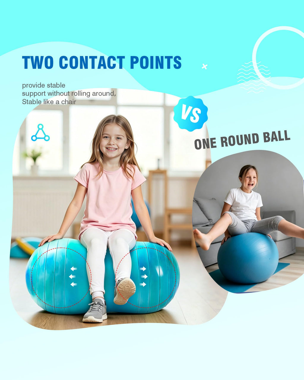 ZOOJOY Peanut Ball for Kids and Adults, 18/20Inch Anti-Burst Exercise Ball