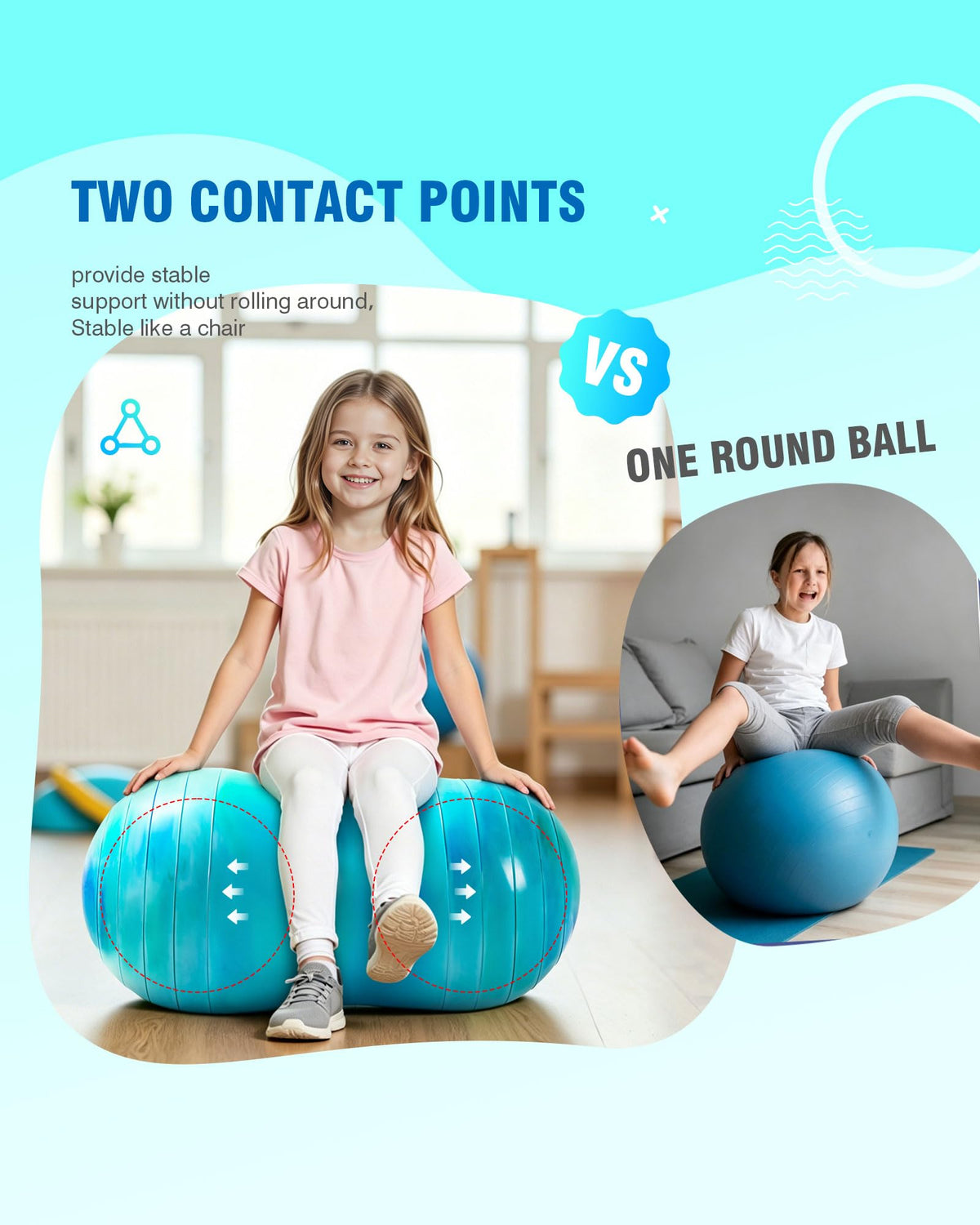 ZOOJOY Peanut Ball for Kids and Adults, 18/20Inch Anti-Burst Exercise Ball