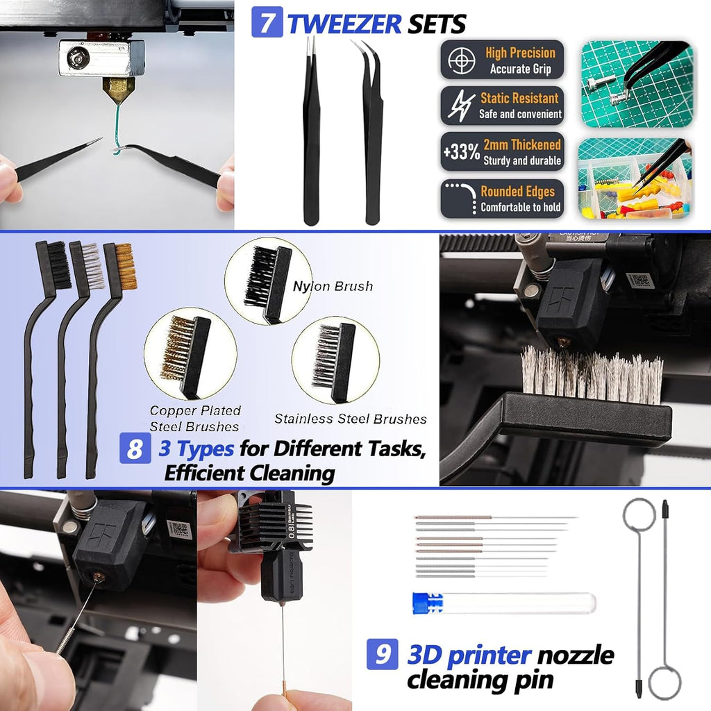 3D Printer Tool Kit: 262-Piece Accessory Set with Nozzle Kit & Mini Electric Grinder