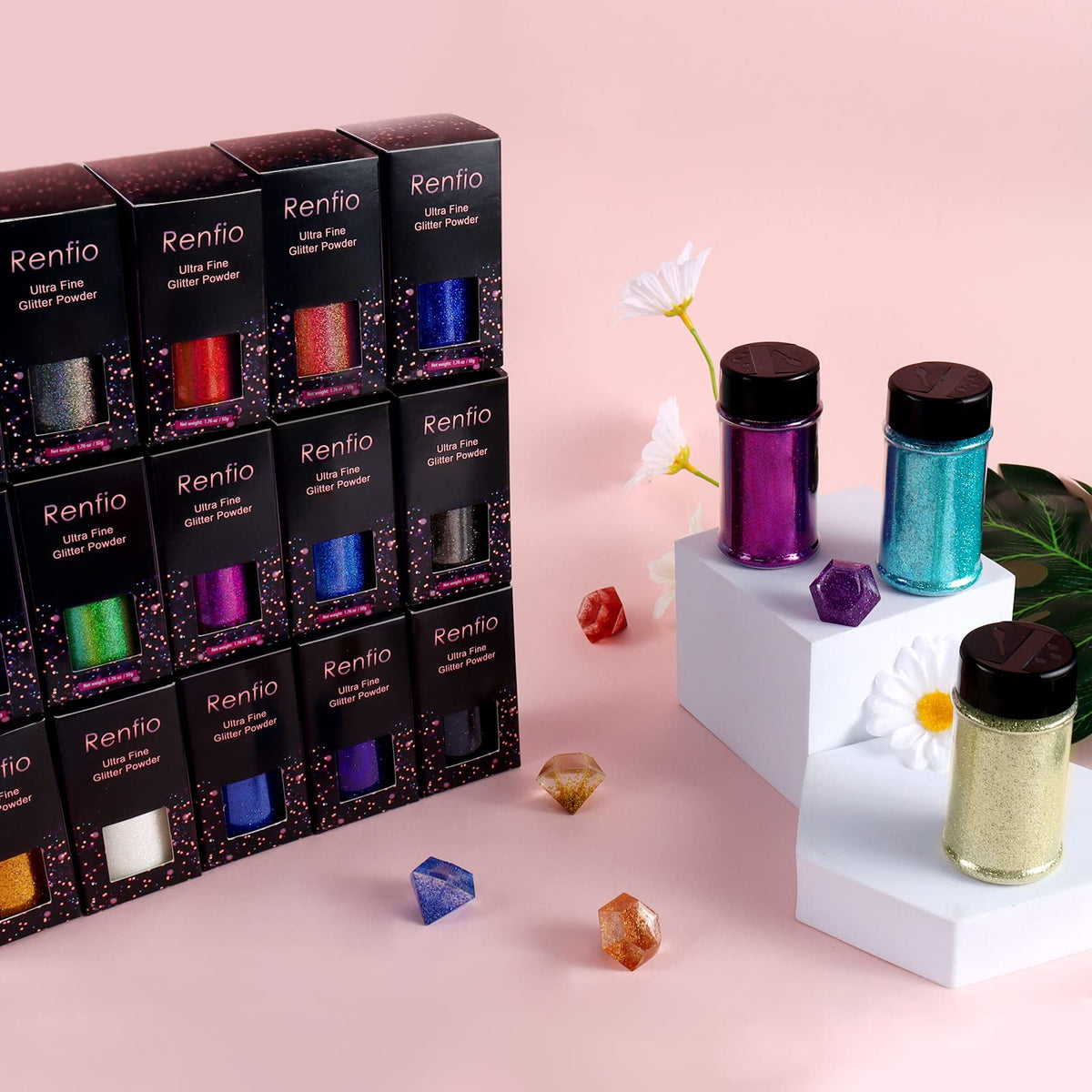 Renfio: Ultra Fine Glitter Powder, 2.11 oz (60g) – Metallic & Holographic