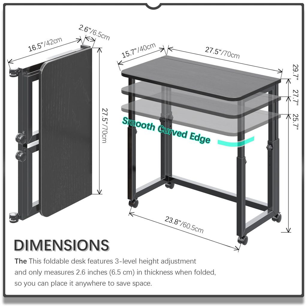 4NM 27.5-Inch Folding Student Desk with Wheels