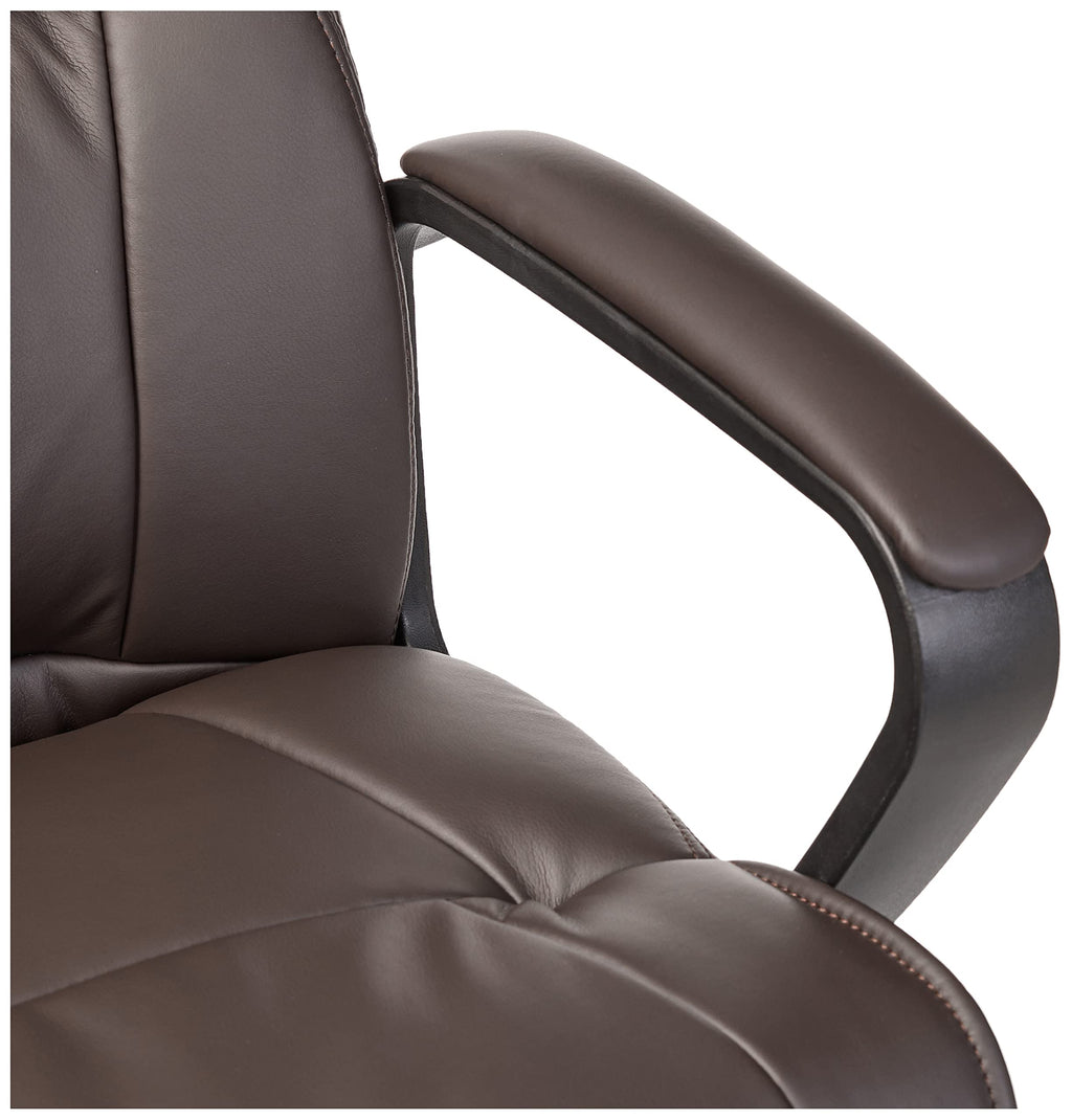 Amazon Basics Office Task Chair with Adjustable Height, 360° Swivel, Padded Armrests, Mid-Back, Rolling, 275 Pound Capacity, 24.2"D x 24"W x 34.8"H, Black Faux Leather